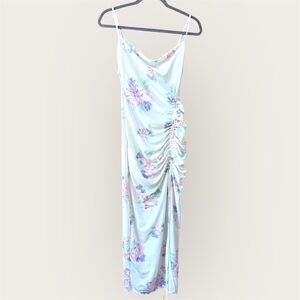 Zara side ruching Floral Midi Dress bodycon